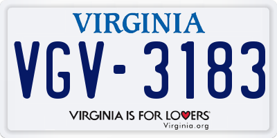 VA license plate VGV3183