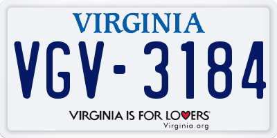 VA license plate VGV3184
