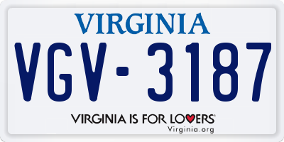 VA license plate VGV3187
