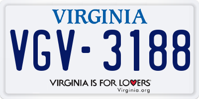 VA license plate VGV3188