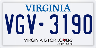 VA license plate VGV3190