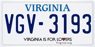 VA license plate VGV3193