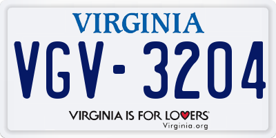 VA license plate VGV3204
