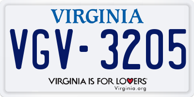 VA license plate VGV3205