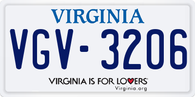 VA license plate VGV3206