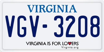 VA license plate VGV3208