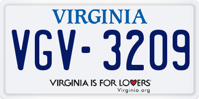 VA license plate VGV3209
