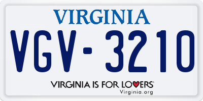 VA license plate VGV3210