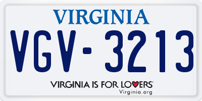 VA license plate VGV3213