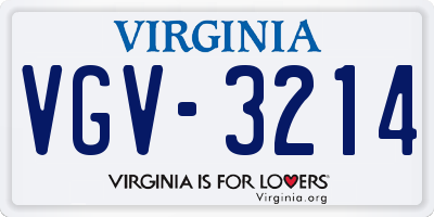 VA license plate VGV3214