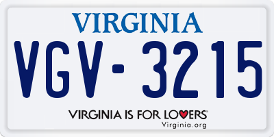 VA license plate VGV3215