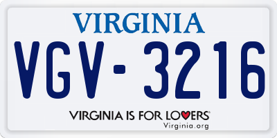 VA license plate VGV3216