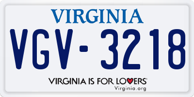 VA license plate VGV3218