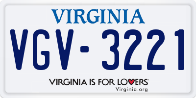 VA license plate VGV3221