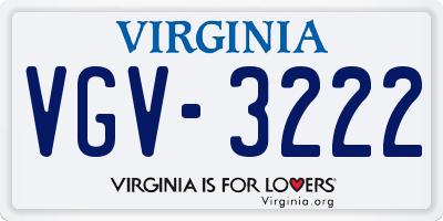 VA license plate VGV3222