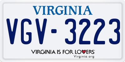 VA license plate VGV3223