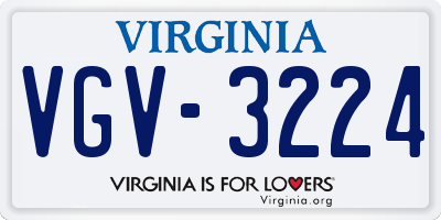 VA license plate VGV3224