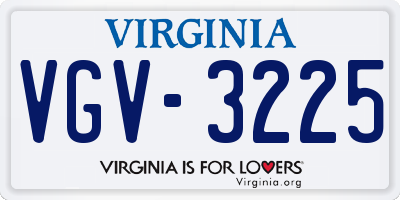 VA license plate VGV3225