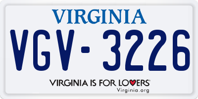VA license plate VGV3226