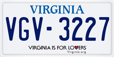 VA license plate VGV3227