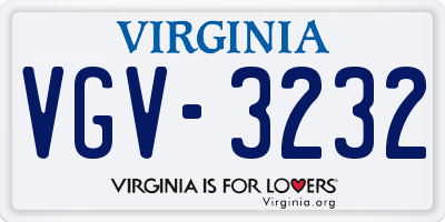 VA license plate VGV3232