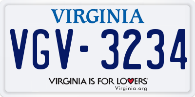 VA license plate VGV3234