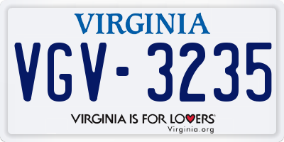 VA license plate VGV3235