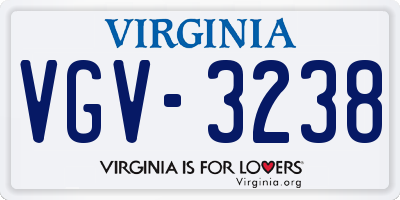 VA license plate VGV3238