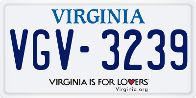 VA license plate VGV3239