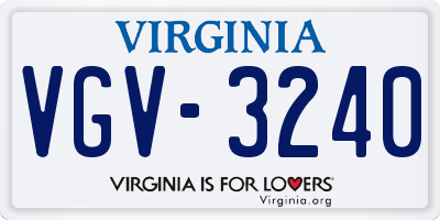 VA license plate VGV3240