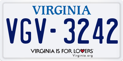 VA license plate VGV3242