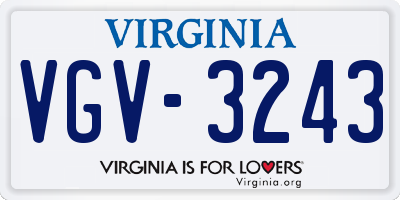 VA license plate VGV3243