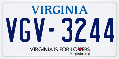 VA license plate VGV3244