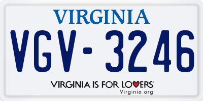VA license plate VGV3246