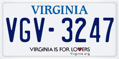 VA license plate VGV3247