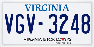VA license plate VGV3248