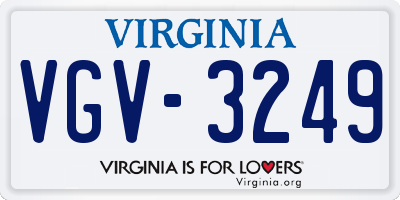 VA license plate VGV3249