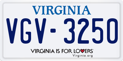 VA license plate VGV3250