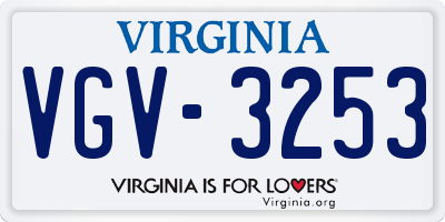 VA license plate VGV3253