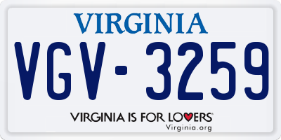 VA license plate VGV3259