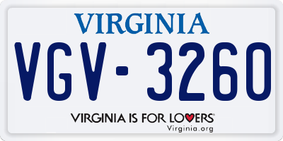 VA license plate VGV3260