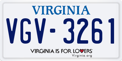 VA license plate VGV3261