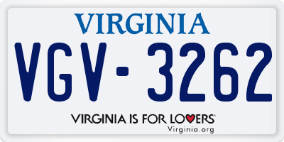 VA license plate VGV3262