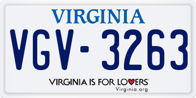 VA license plate VGV3263