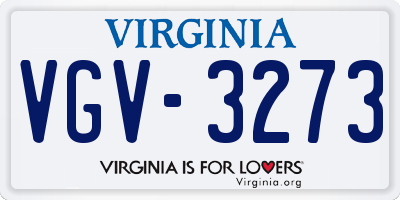VA license plate VGV3273