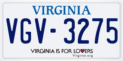 VA license plate VGV3275