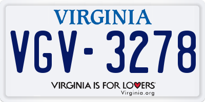 VA license plate VGV3278