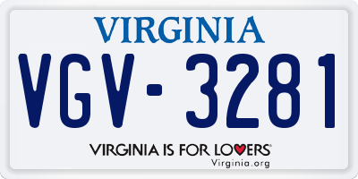 VA license plate VGV3281