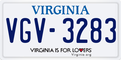 VA license plate VGV3283