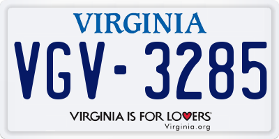 VA license plate VGV3285